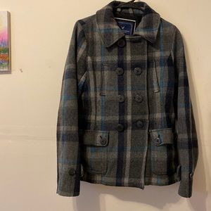 American Eagle Plaid Peacoat